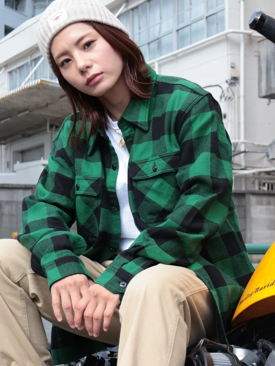 FN-SNR-101L GREEN FLANNEL WORKSHIRT
