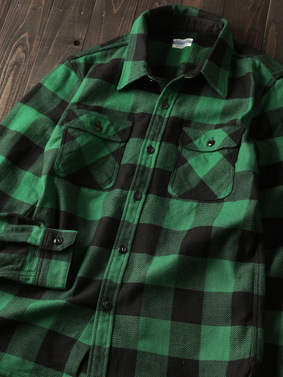 FN-SNR-101L GREEN FLANNEL WORKSHIRT