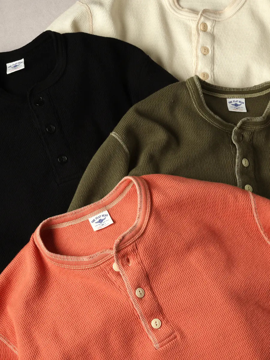 FN-THLH-004 Henley Thermal – Waffle Knit Longsleeve IVORY