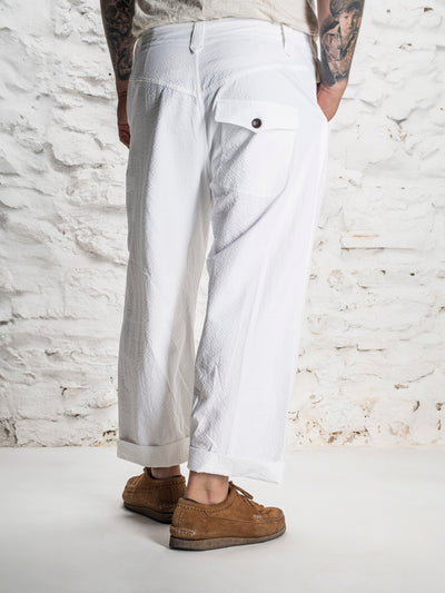 "LE NERVI" Seersucker White - French Workwear Trousers
