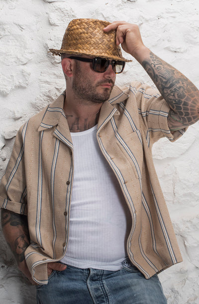"AZTEQUE SAND" - Retro Jacquard Short-Sleeve Shirt