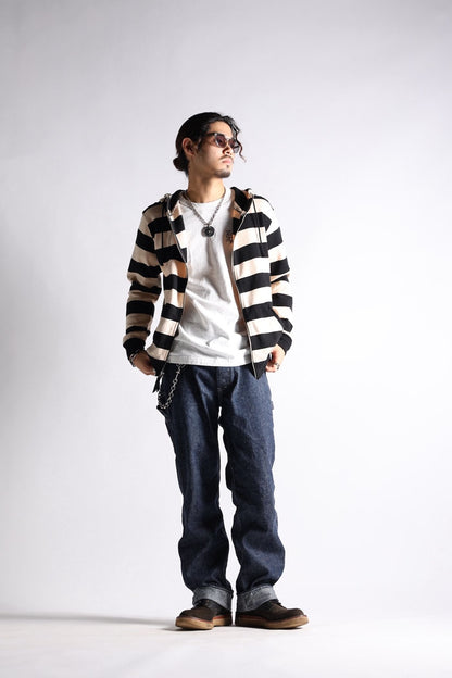 HEAVY BORDER HOODIE BLK/CRM