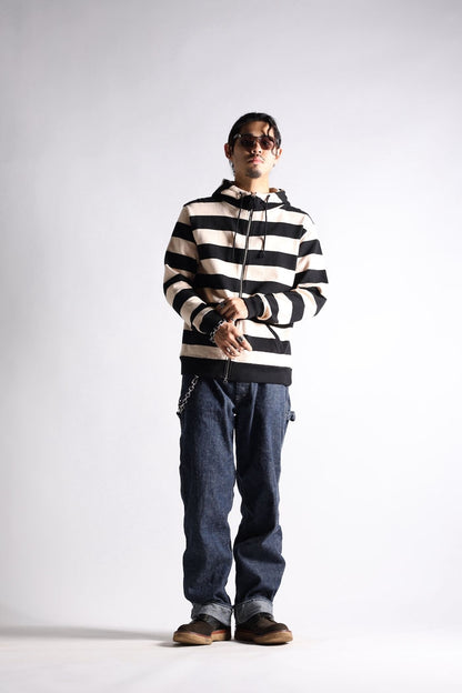 HEAVY BORDER HOODIE BLK/CRM