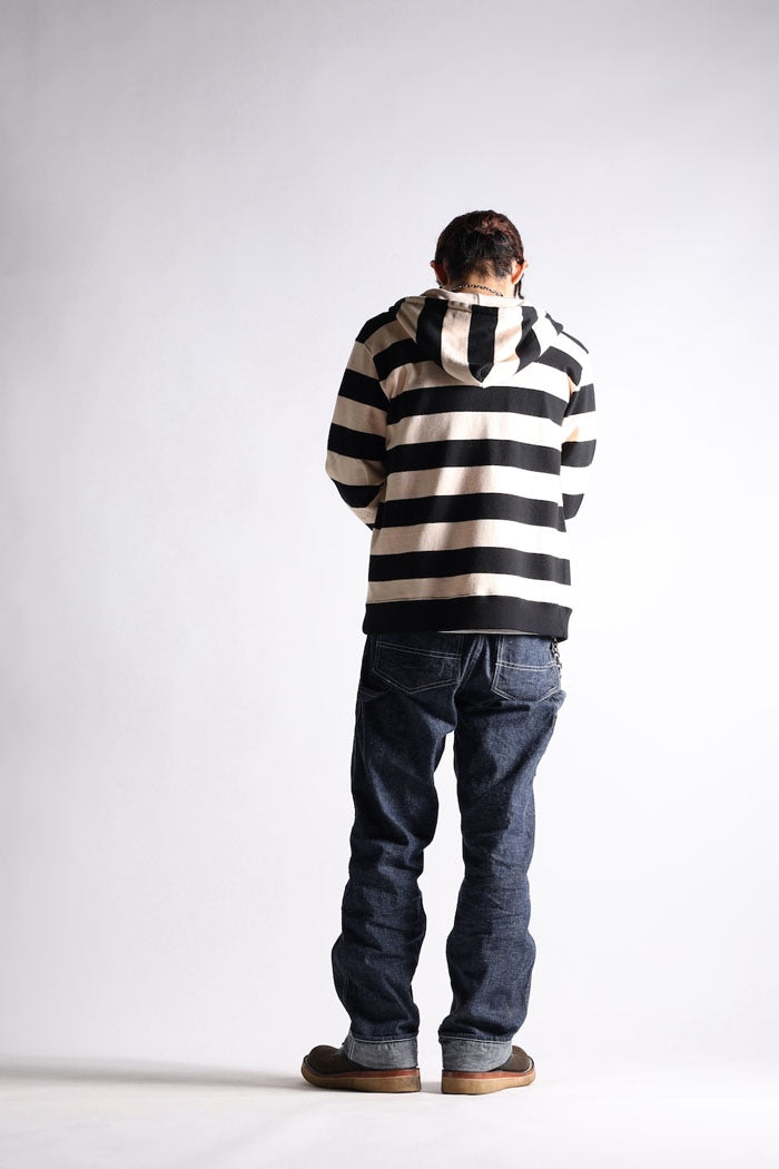 HEAVY BORDER HOODIE BLK/CRM