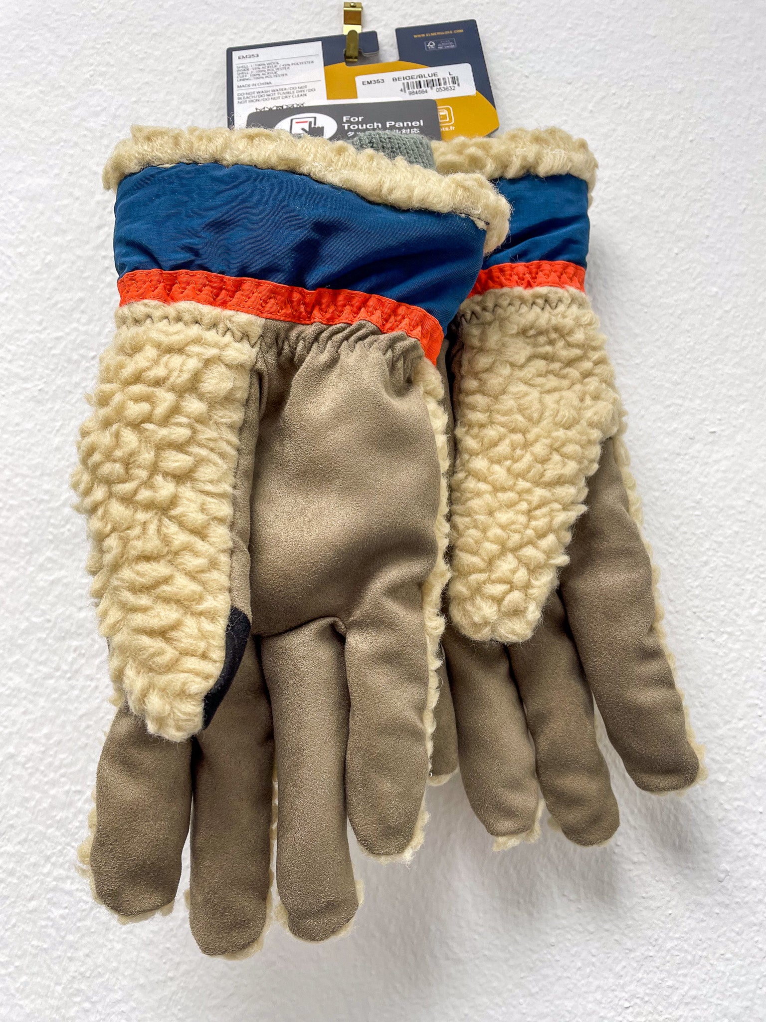 EM353 TEDDY GLOVE Beige/Blue