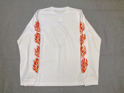 SKULL IN FLAMES L/S TEE - White