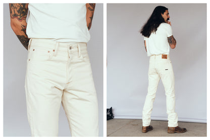 BUCK JEANS UNEVEN BROKEN TWILL ECRU