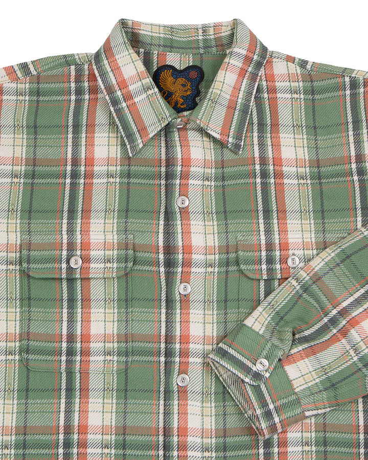 WEBSTER Shirt Jacquard Flannel – Green / Beige Check