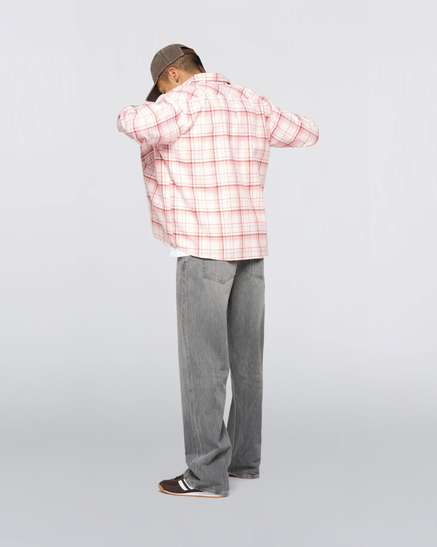 ACE SHIRT LS  Light PinkCheck Flannel Overshirt