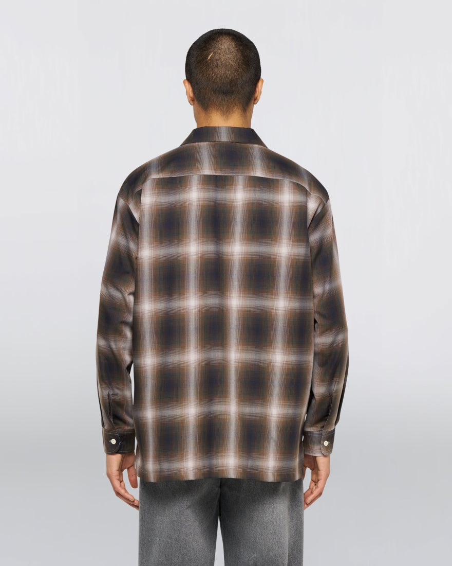 OPEN COLLAR SHIRT– Hombre Plaid - Brown / Grey
