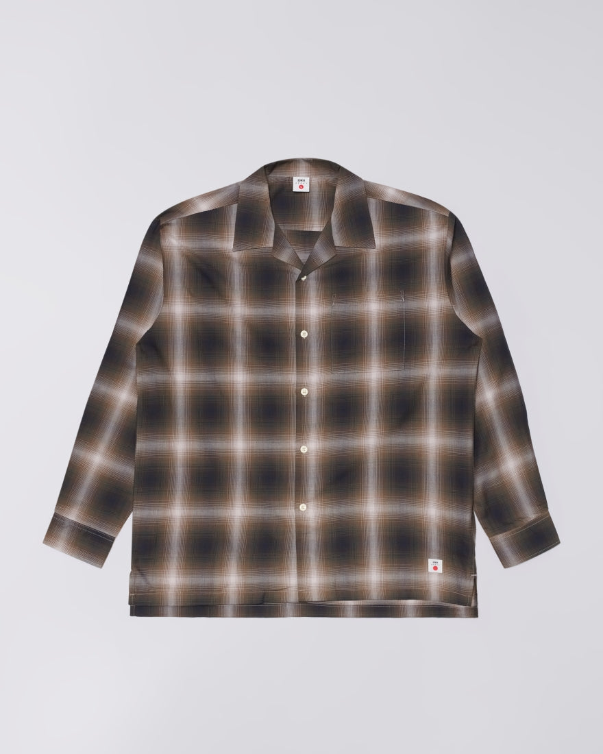 OPEN COLLAR SHIRT– Hombre Plaid - Brown / Grey
