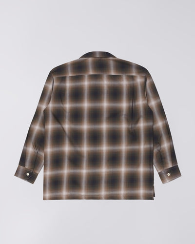 OPEN COLLAR SHIRT– Hombre Plaid - Brown / Grey