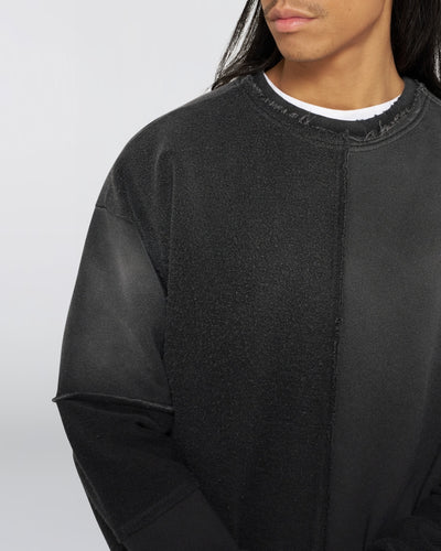 BLUFF SWEAT- BLACK DISTRESSED WASH