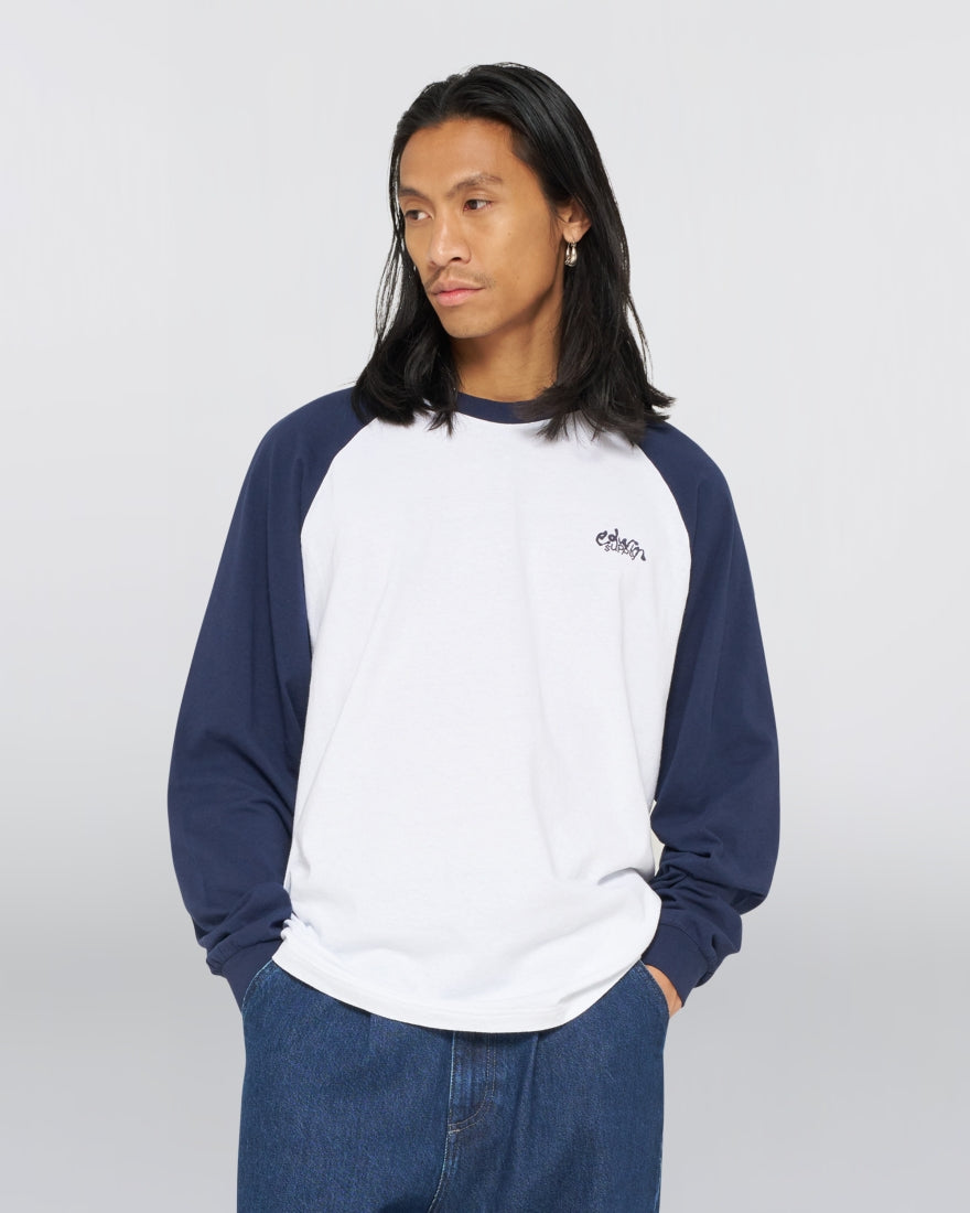 ALEC T-SHIRT LS White/Maritime Blue