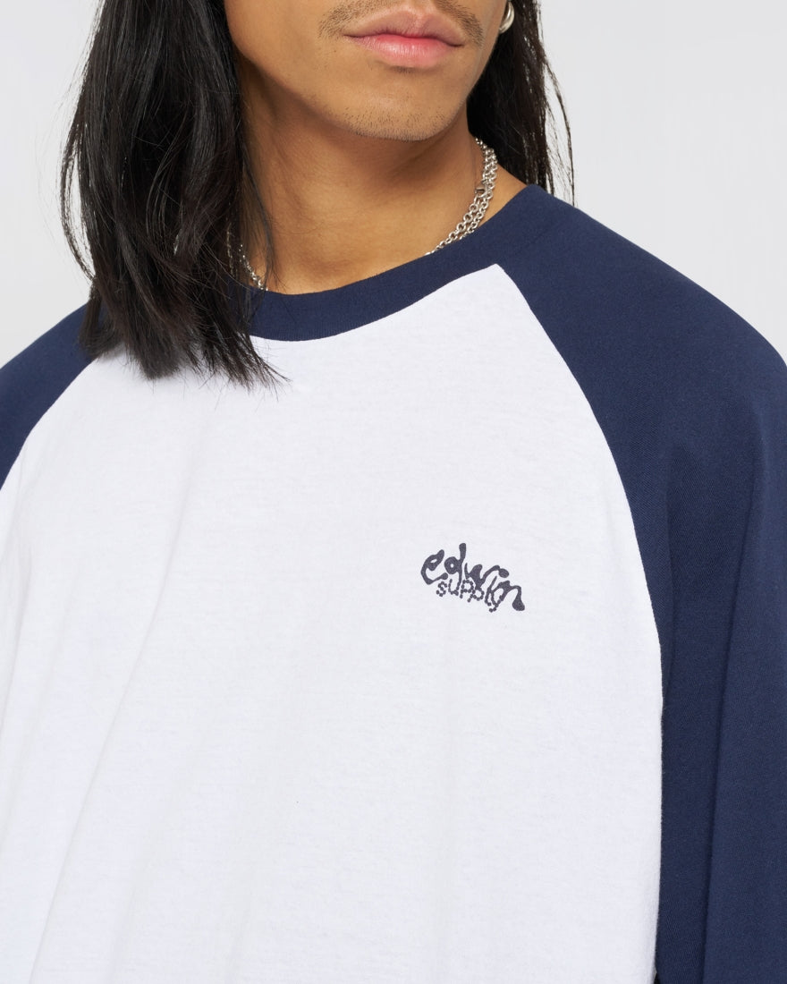 ALEC T-SHIRT LS White/Maritime Blue