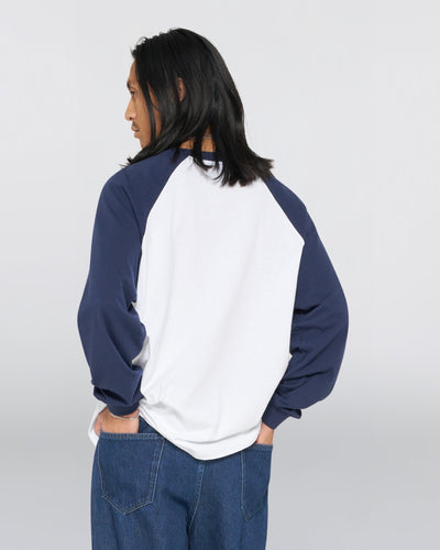ALEC T-SHIRT LS White/Maritime Blue