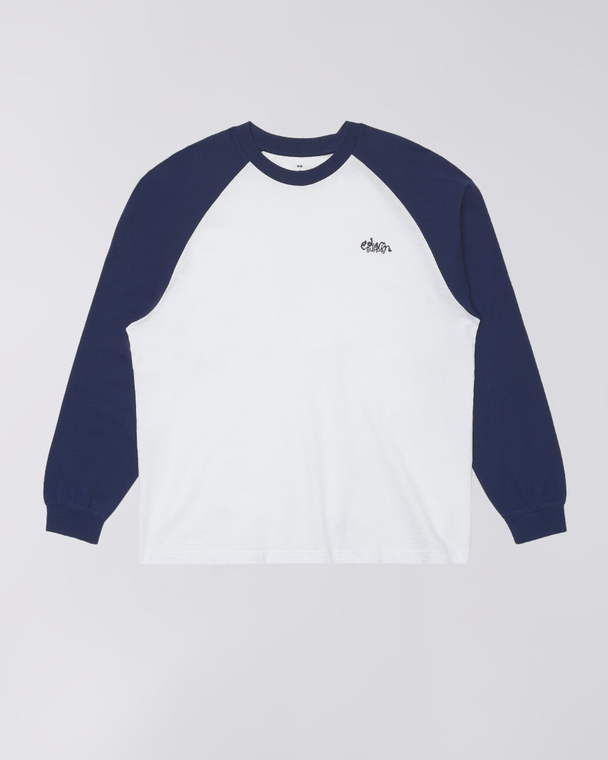ALEC T-SHIRT LS White/Maritime Blue