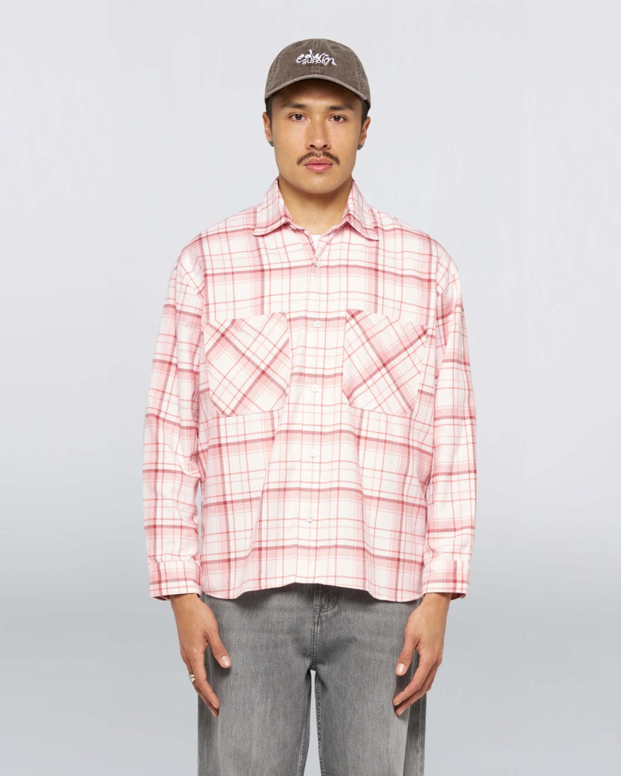 ACE SHIRT LS  Light PinkCheck Flannel Overshirt